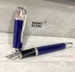 AAA Replica Mont Blanc Jules Verne Pen Blue&Silver Fountain Pen